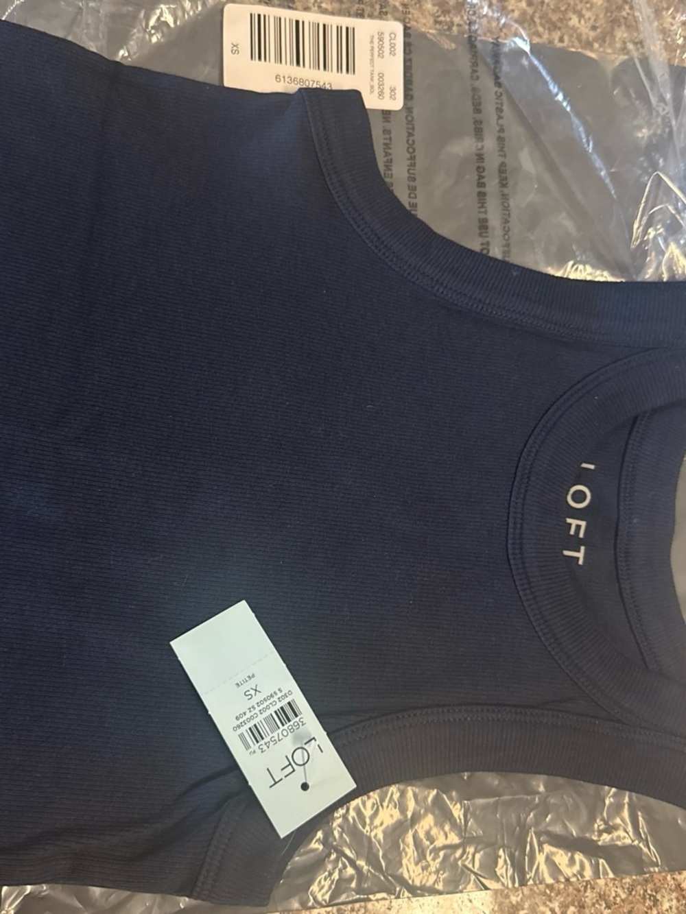 LOFT Dark Navy Ribbed Tank (XSP)